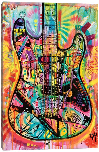 Guitar Canvas Art Print - Large Colorful Accents