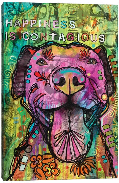 Happiness Is Contagious Canvas Art Print - Pit Bull Art