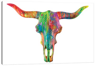 Longhorn Bust Canvas Art Print - Cow Art