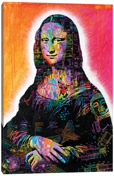 Mona Lisa Peaking Canvas Art Print - Mona Lisa Reimagined