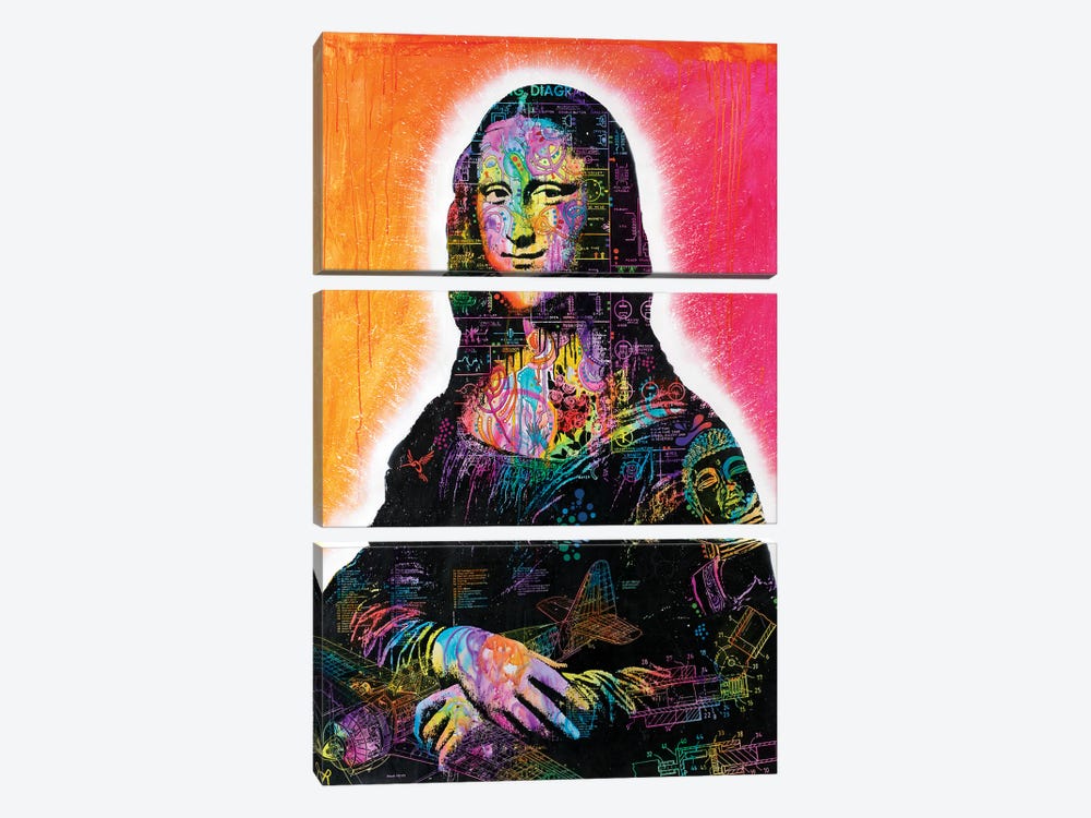 Mona Lisa Peaking by Dean Russo 3-piece Canvas Wall Art
