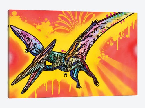 Postcard painting of pterodactyl.
