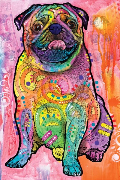 Pugs & Kisses by Dean Russo metal wall art