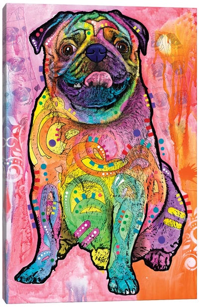 Pugs & Kisses Canvas Art Print - Pug Art