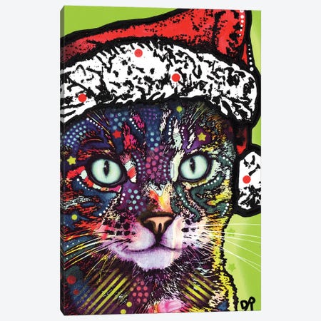 Watchful Cat Christmas Edition Canvas Print #DRO555} by Dean Russo Canvas Art