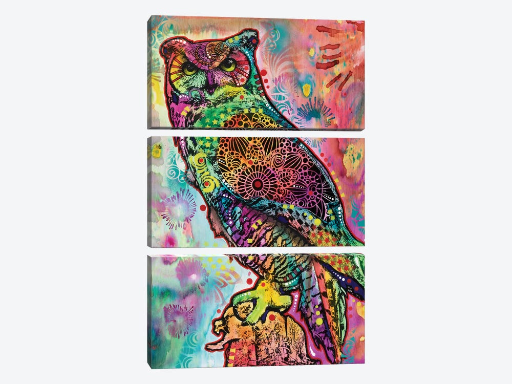 Wise Owl by Dean Russo 3-piece Canvas Art