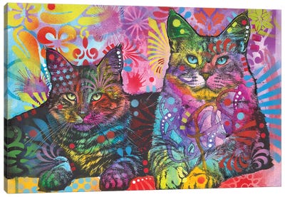 2 Cats Canvas Art Print - British Shorthair Cat Art