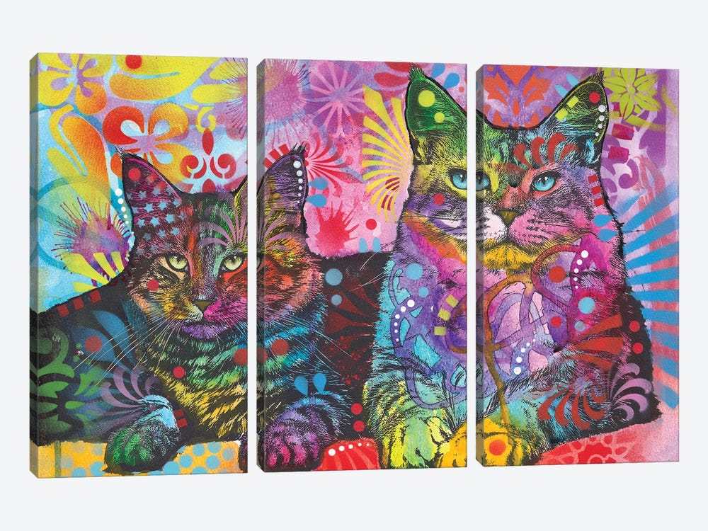 2 Cats by Dean Russo 3-piece Canvas Wall Art