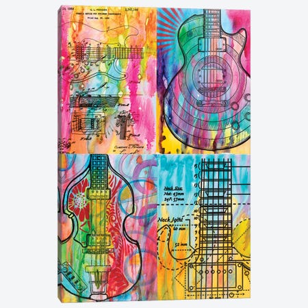 Four Guitars Canvas Print #DRO577} by Dean Russo Canvas Artwork