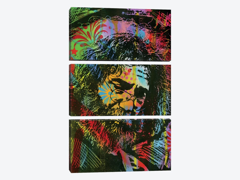 Jerry Garcia Playing by Dean Russo 3-piece Canvas Artwork