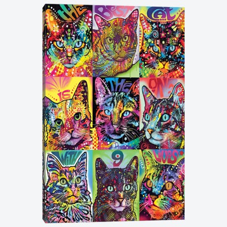 Nine Up Of Cats Canvas Print #DRO606} by Dean Russo Canvas Wall Art