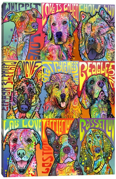 Nine Up Of Dogs Canvas Art Print - Dean Russo