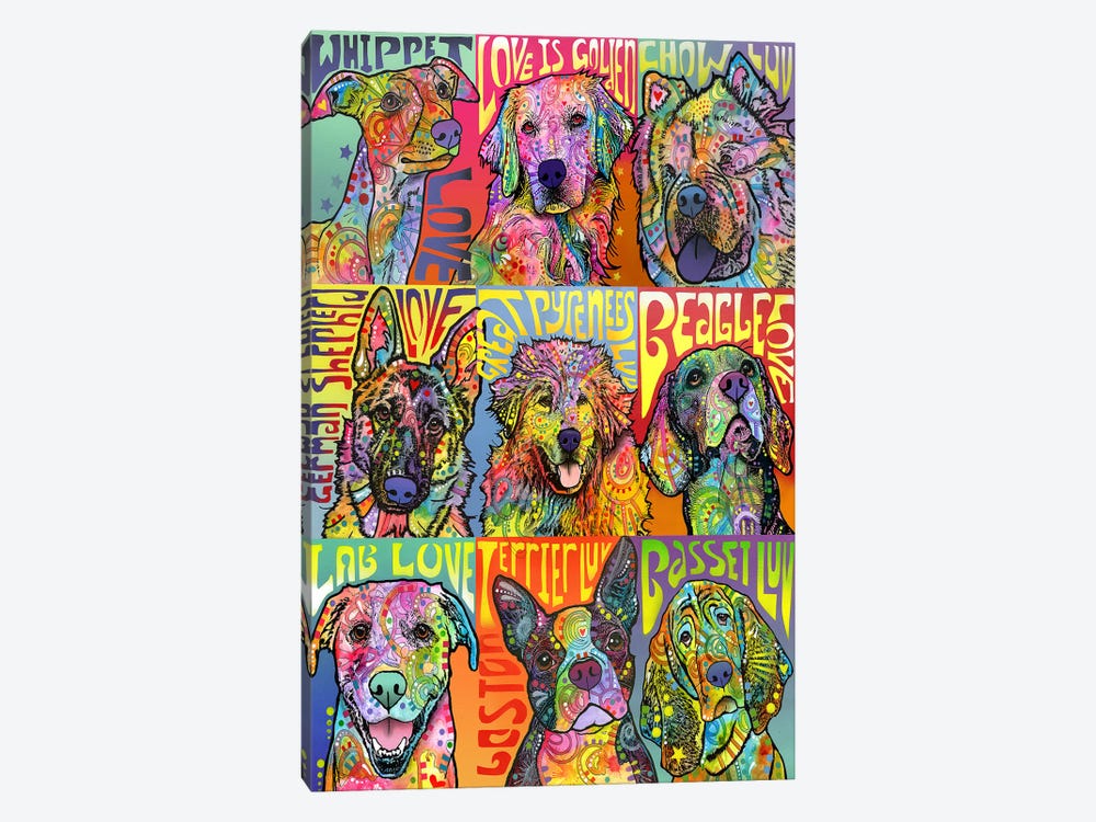 Nine Up Of Dogs by Dean Russo 1-piece Canvas Wall Art