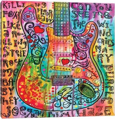 Jimi's Guitar Canvas Art Print - Song Lyrics Art