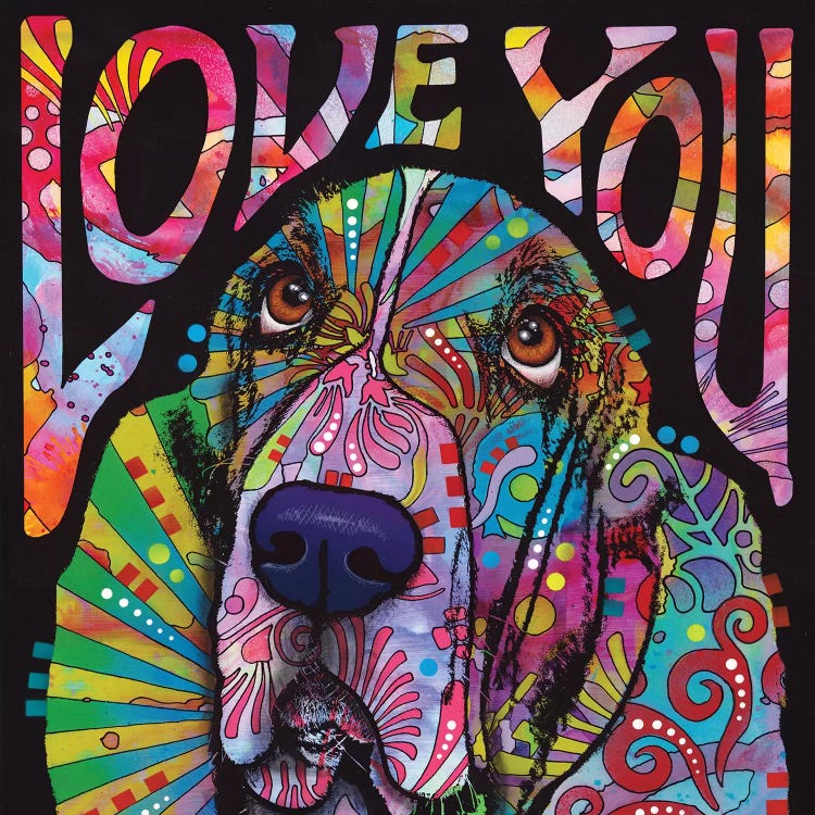 Love You Basset by Dean Russo wall art