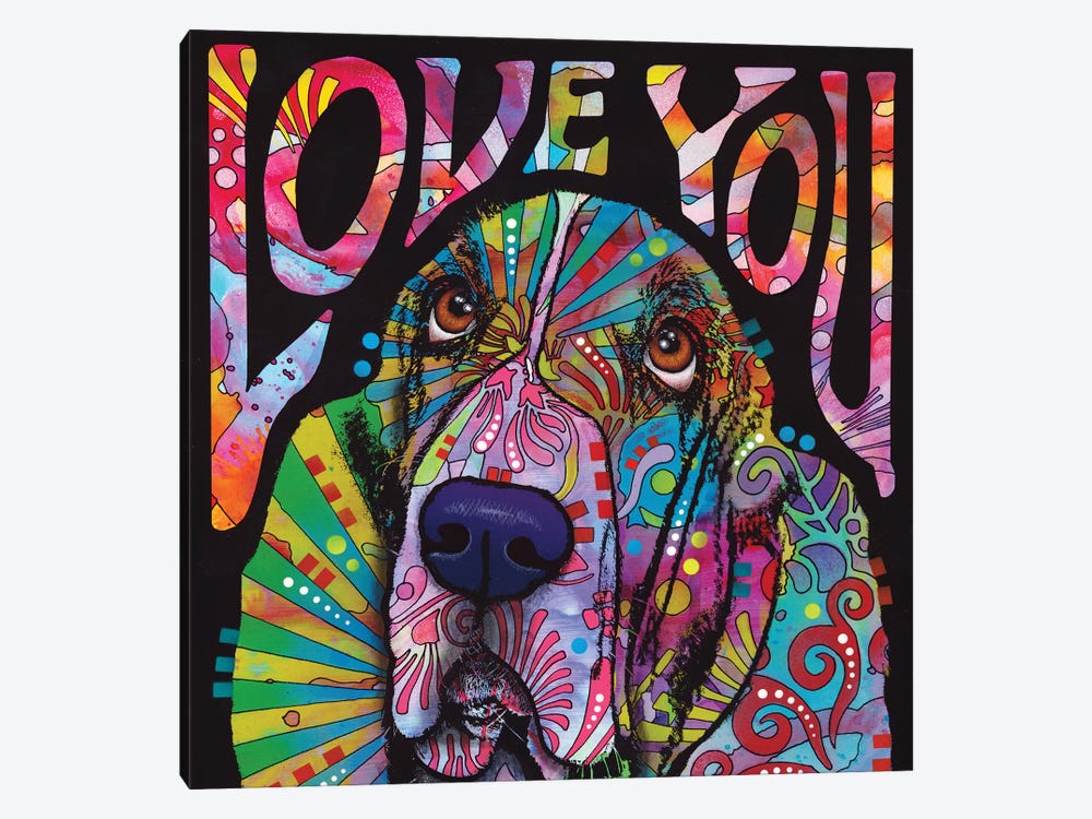 Love You Basset by Dean Russo 1-piece Canvas Print