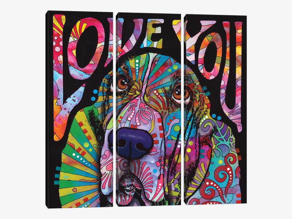 Love You Basset by Dean Russo 3-piece Canvas Print