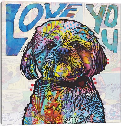 Love You Shih Tzu Canvas Art Print - Animal Typography