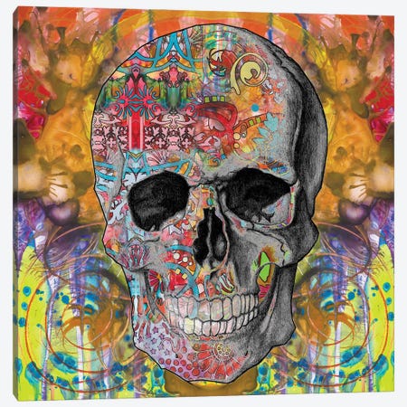 Smile Skull Canvas Print #DRO695} by Dean Russo Art Print