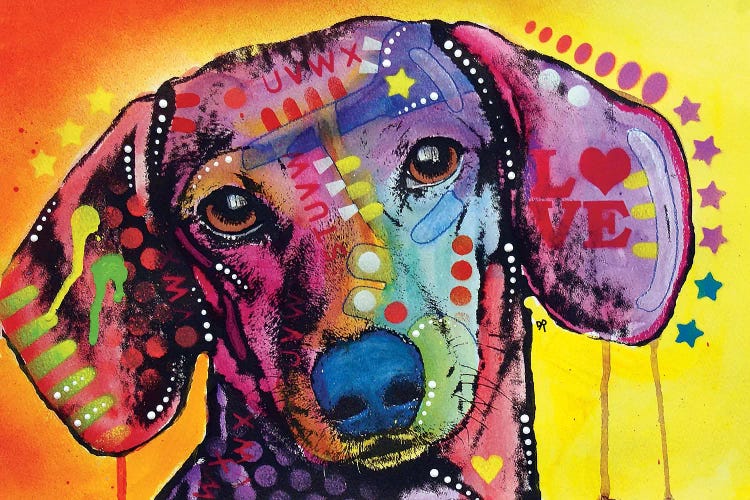 Tilt Dachshund Love by Dean Russo wall art