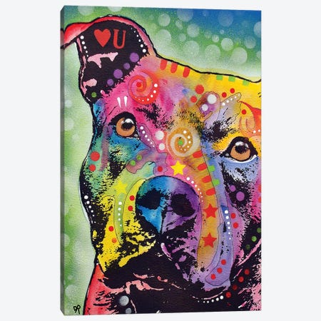 Thoughtful Pit Bull White Bubble Canvas Print #DRO771} by Dean Russo Art Print