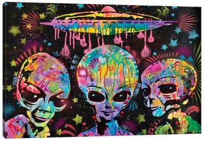 Aliens Canvas Art Print - UFO Art