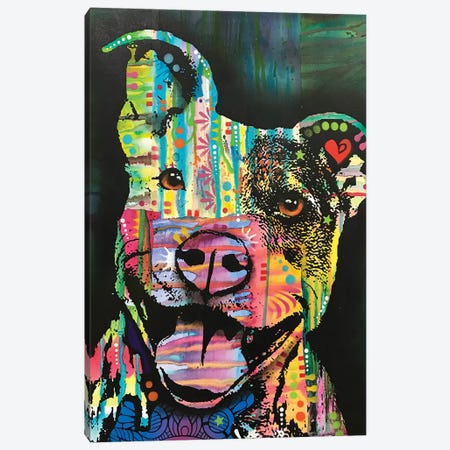 Exhuberant Pit Bull Canvas Print #DRO920} by Dean Russo Canvas Artwork