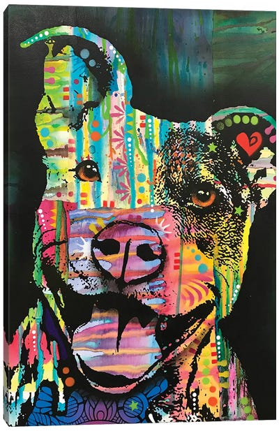 Exhuberant Pit Bull Canvas Art Print - Dean Russo