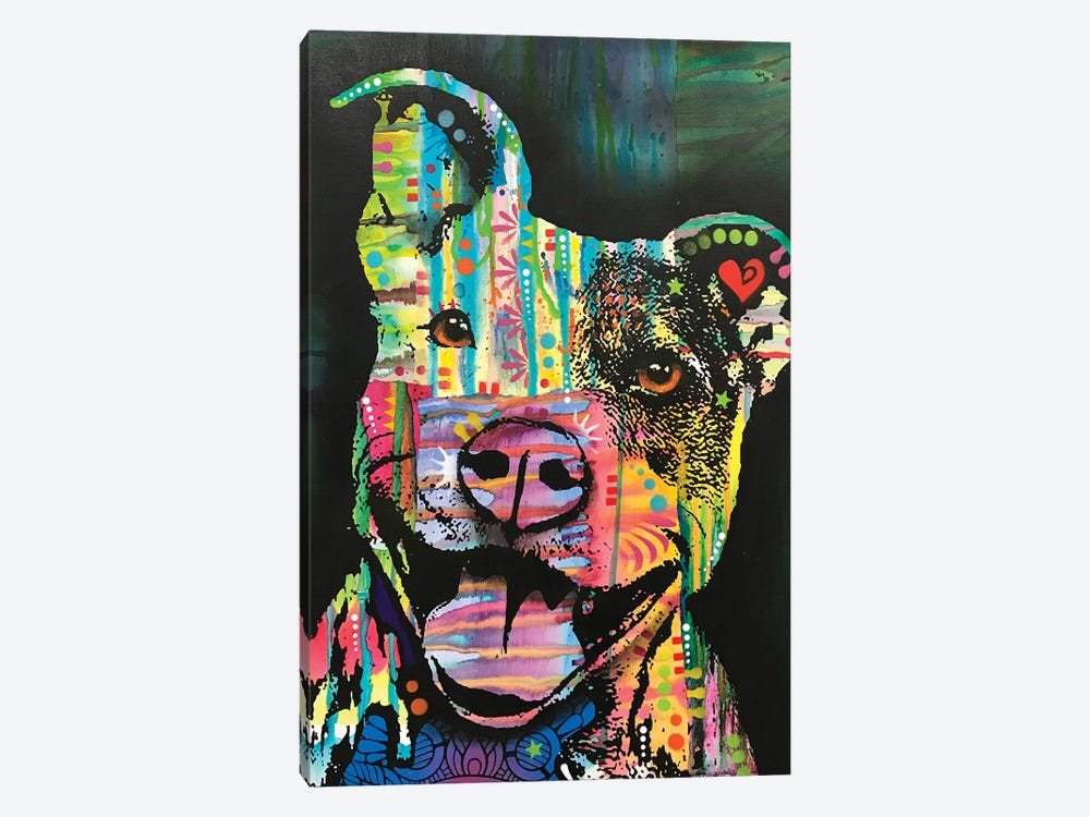 Exhuberant Pit Bull by Dean Russo 1-piece Canvas Print