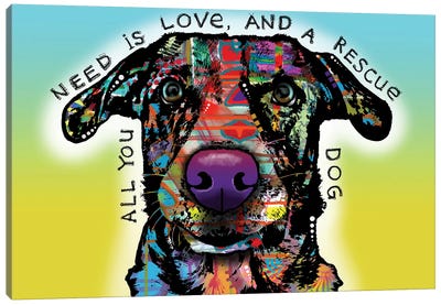 Love and Rescue Canvas Art Print - Rescue Dog Art