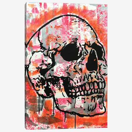 Orange Skull Canvas Print #DRO977} by Dean Russo Canvas Wall Art