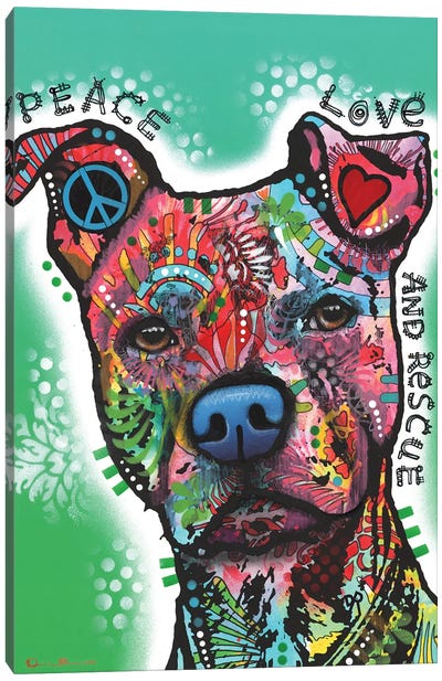 Peace, Love, and Rescue Canvas Art Print - Pet Adoption & Fostering Art