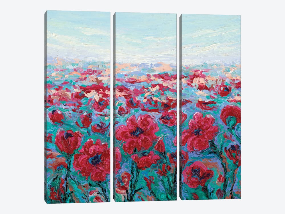 Knee Deep In Poppies by Dorota Kosi 3-piece Art Print