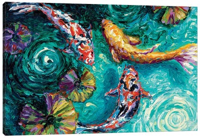 At Peace Canvas Art Print - Koi Fish Art