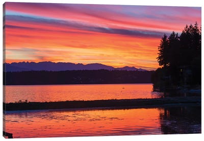 Vibrant Sunset, Kitsap Peninsula, Washington, USA Canvas Art Print