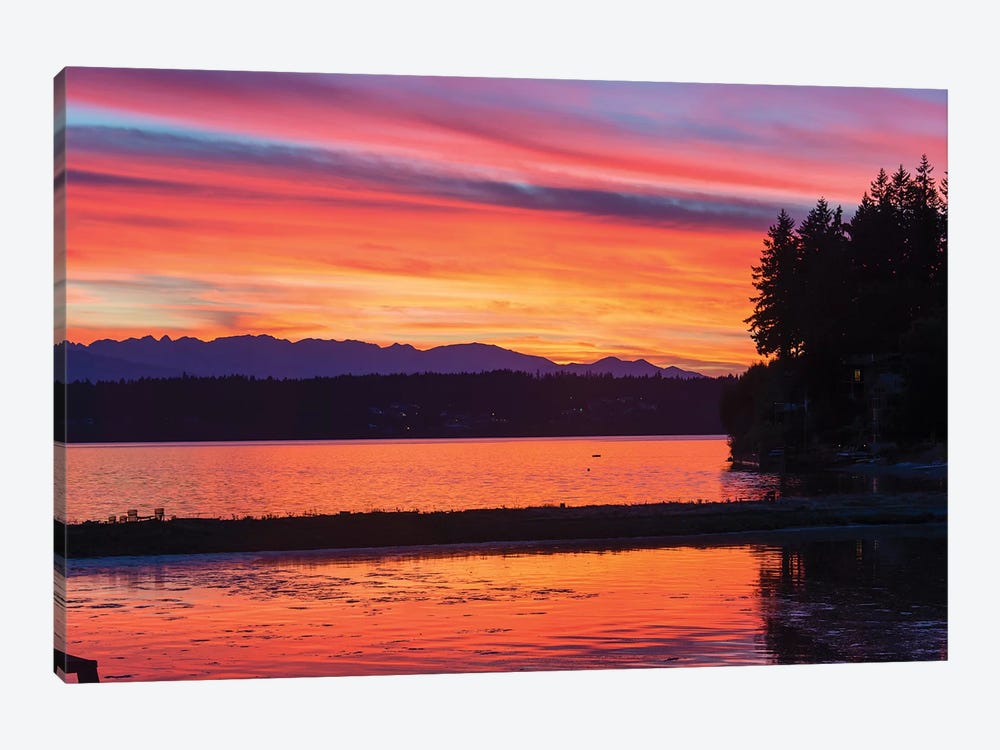 Vibrant Sunset, Kitsap Peninsula, Washington, USA by Trish Drury 1-piece Canvas Print
