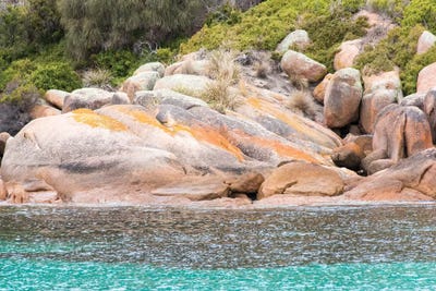 Australia, Tasmania, Freycinet National Park. Schouten Island. Crockett's Bay by Trish Drury framed canvas print