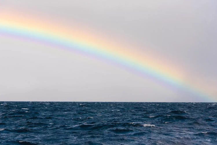 Australia, Tasmania, Maria Island. Rainbow in Tasman Sea