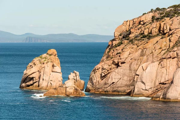 Trish Drury: Australia, Tasmania. View from Haunted Bay on Maria Island toward Tasman National Park by Trish Drury