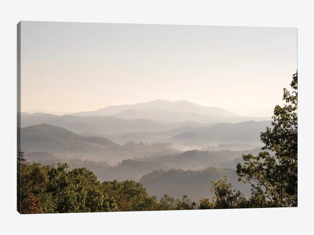 USA, Tennessee. View to Smoky Mountains from Foothills Parkway. Fog in valleys early morning by Trish Drury 1-piece Canvas Artwork