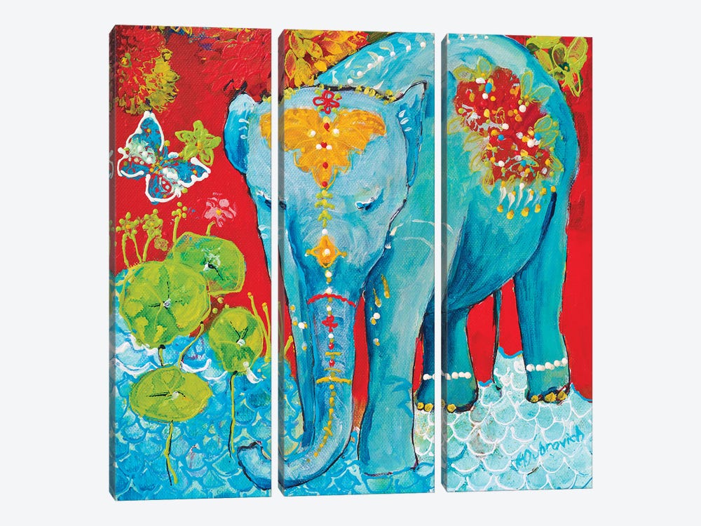 Lil Elephant by Helen Dubrovich 3-piece Canvas Print