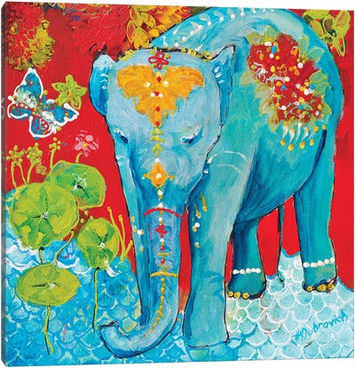 Lil Elephant Canvas Art Print - Helen Dubrovich