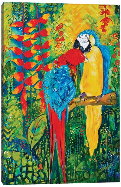 Morning Kiss Canvas Art Print - Macaw Art