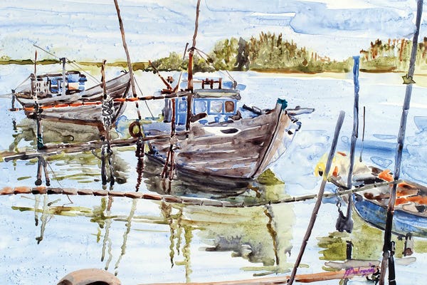 Helen Dubrovich: River Boats Hoi An by Helen Dubrovich