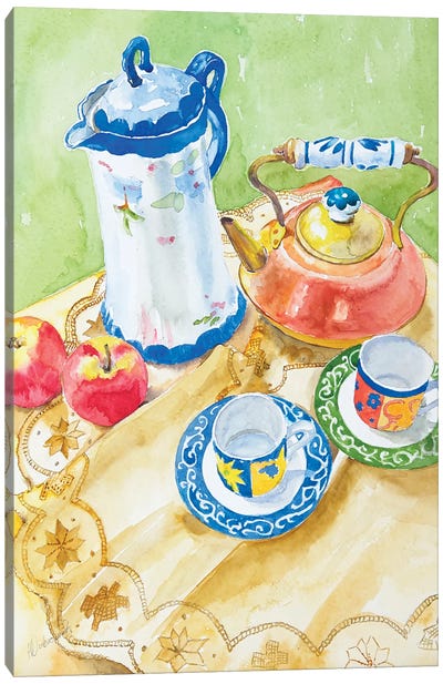 Tea Time Canvas Art Print - Helen Dubrovich