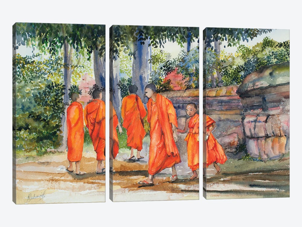 Temple Grounds by Helen Dubrovich 3-piece Canvas Wall Art