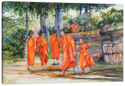 Temple Grounds Canvas Art Print - Monk Art