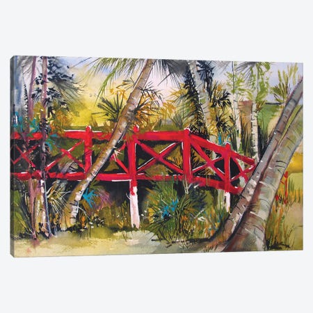 The Red Bridge Canvas Print #DRV43} by Helen Dubrovich Canvas Art Print