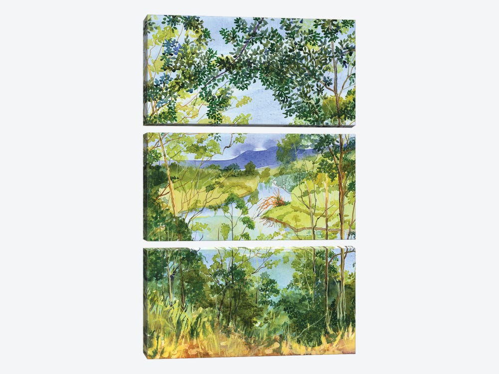 Trees River by Helen Dubrovich 3-piece Canvas Print