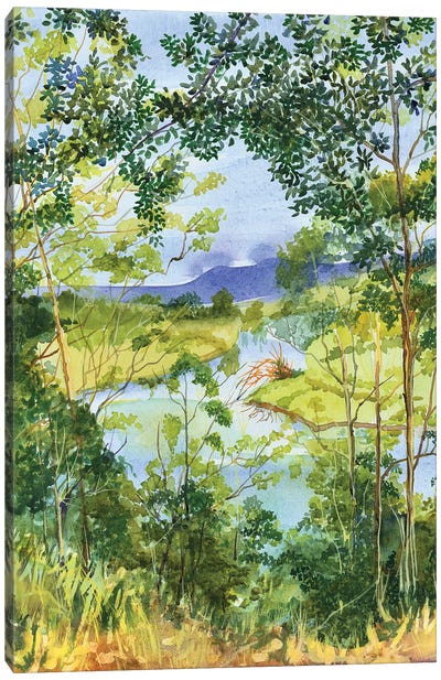 Trees River Canvas Art Print - Celery